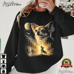 Animal Chihuahua Howling To The Moon Vintage T Shirt (4)