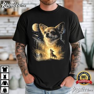 Animal Chihuahua Howling To The Moon Vintage T-Shirt