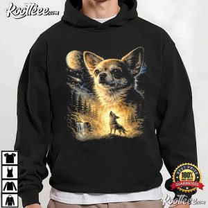 Animal Chihuahua Howling To The Moon Vintage T Shirt (3)