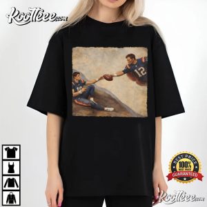 Drake Maye Tom Brady New England Patriots Football T Shirt (2)