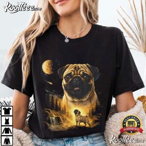 Pug Howling To The Moon Animals T Shirt (1)