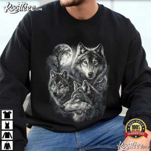 Wolf Grunge Howling Moon Vintage 90s Graphic T Shirt (4)