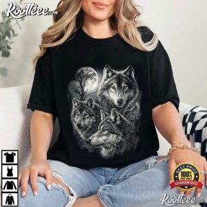Wolf Grunge Howling Moon Vintage 90s Graphic T Shirt (2)