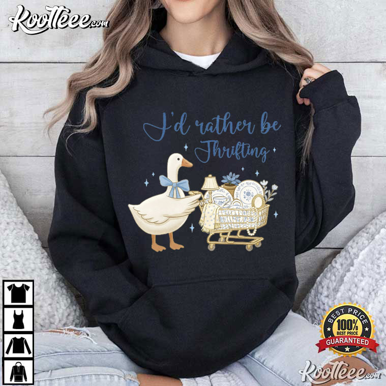 I’d Rather Be Thrifting Blue Gold Vintage Decor Cart T-Shirt