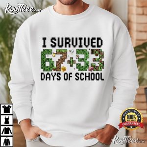 Pixel Block I Survived 100 Days Of School T Shirt (4)