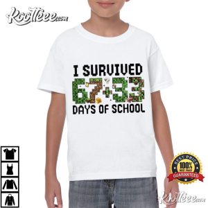 Pixel Block I Survived 100 Days Of School T Shirt (2)