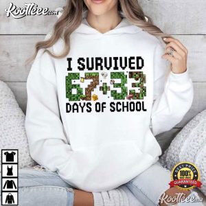 Pixel Block I Survived 100 Days Of School T Shirt (3)