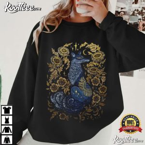 Celestial Fox Sun And Moon Mystical Folk Art T Shirt (1)