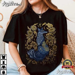 Celestial Fox Sun And Moon Mystical Folk Art T Shirt (2)