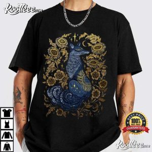 Celestial Fox Sun And Moon Mystical Folk Art T Shirt (3)