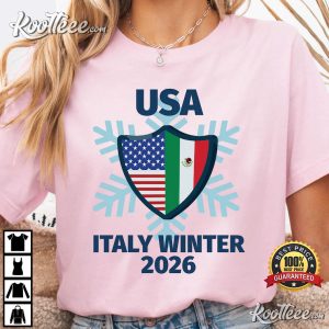 USA Italy Winter 2026 Milano Cortina Skiing Snowboarding Skating T Shirt (2)