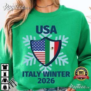 USA Italy Winter 2026 Milano Cortina Skiing Snowboarding Skating T Shirt (3)