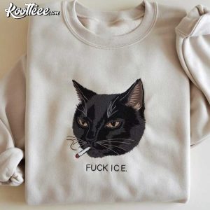 Anti Trump Fuck ICE Smoking Cat Embroidered Sweatshirt (4)