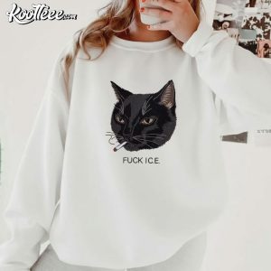 Anti Trump Fuck ICE Smoking Cat Embroidered Sweatshirt (1)