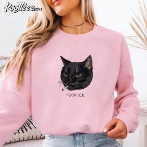 Anti Trump Fuck ICE Smoking Cat Embroidered Sweatshirt (2)