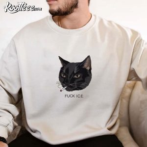 Anti Trump Fuck ICE Smoking Cat Embroidered Sweatshirt (3)