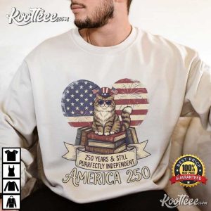 Cat Purrfectly Independent America 250 Years Patriotic T Shirt (4)