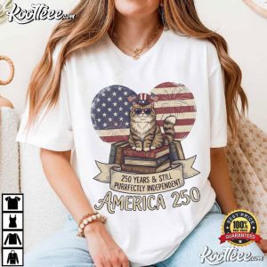 Cat Purrfectly Independent America 250 Years Patriotic T Shirt (1)