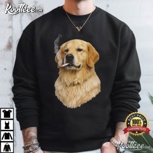 Smoking Golden Retriever Funny Dog Face T Shirt (4)