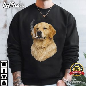 Smoking Golden Retriever Funny Dog Face T Shirt (1)