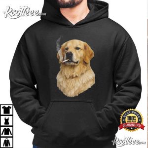 Smoking Golden Retriever Funny Dog Face T Shirt (3)