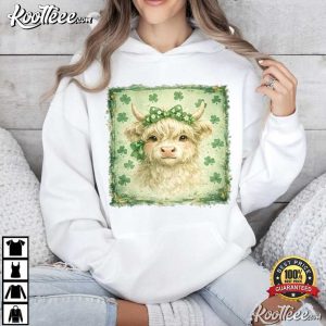 Lucky Highland Cow St Patrick's Day Shamrock T Shirt (4)