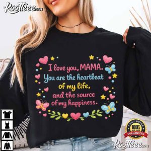 Mama Heartbeat Quote Floral Heartframe Mother Love T-Shirt Mama Heartbeat Quote Floral Heartframe Mother Love T Shirt (1)