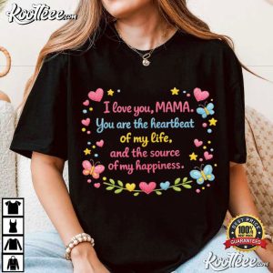 Mama Heartbeat Quote Floral Heartframe Mother Love T-Shirt Mama Heartbeat Quote Floral Heartframe Mother Love T Shirt (2)