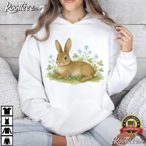 Bunny Watercolor Rabbit Spring Clover T Shirt (4)