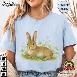 Bunny Watercolor Rabbit Spring Clover T Shirt (3)