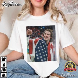 Jack Hughes American Flag Skate Portrait Hockey T Shirt (1)