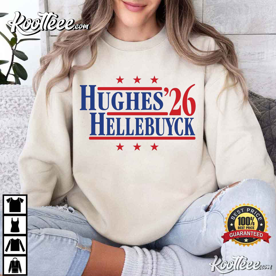 Hughes And Hellebuyck '26 Team USA Retro Campaign T-Shirt Hughes And Hellebuyck '26 Team USA Retro Campaign T-Shirt