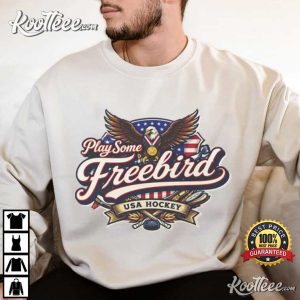 Play Some Freebird USA Hockey Vintage Logo T Shirt (4)