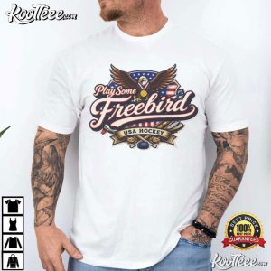 Play Some Freebird USA Hockey Vintage Logo T Shirt (1)