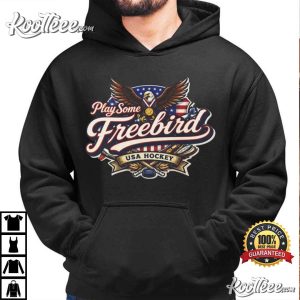 Play Some Freebird USA Hockey Vintage Logo T Shirt (2)