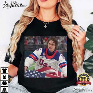 Jack Hughes Hockey USA American Flag T Shirt (2)