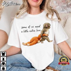 Monkey Punch Holding Plush Toy Animal Lover T Shirt (1)