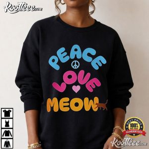 Cat Lover Peace Love Meow T-Shirt Cat Lover Peace Love Meow T Shirt (4)