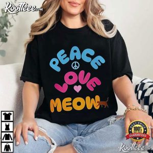 Cat Lover Peace Love Meow T-Shirt Cat Lover Peace Love Meow T Shirt (1)