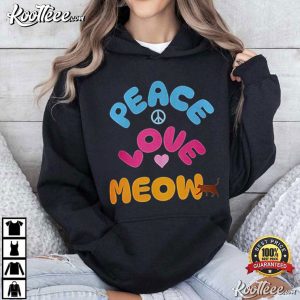 Cat Lover Peace Love Meow T-Shirt Cat Lover Peace Love Meow T Shirt (3)