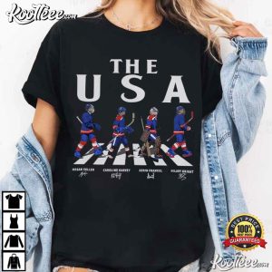USA Walking Road Signatures Women Ice Hockey T Shirt (2)
