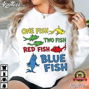 Dr Seuss Book One Fish Two Fish Red Fish Blue Fish T Shirt (4)