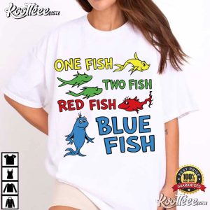 Dr Seuss Book One Fish Two Fish Red Fish Blue Fish T Shirt (2)