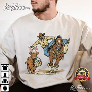 Easter Cowboy Bunny Basket Western Spring T Shirt (4)
