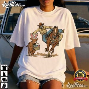 Easter Cowboy Bunny Basket Western Spring T Shirt (2)