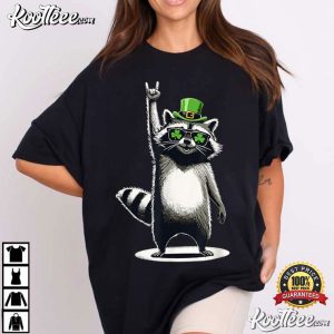Rock On Raccoon Lucky Leprechaun T Shirt (1)