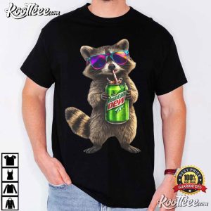 Raccoon Drinking Mountain Dew Cute Animal Funny T Shirt (1)