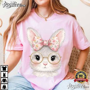 Happy Easter Bunny With Glasses Retro T Shirt (4)