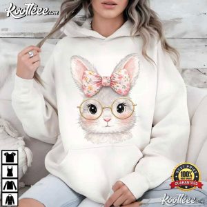 Happy Easter Bunny With Glasses Retro T Shirt (1)