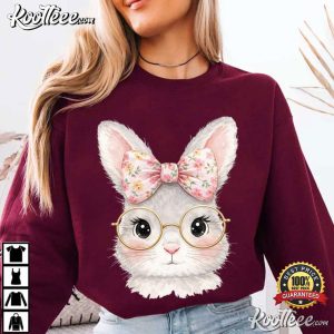 Happy Easter Bunny With Glasses Retro T Shirt (2)